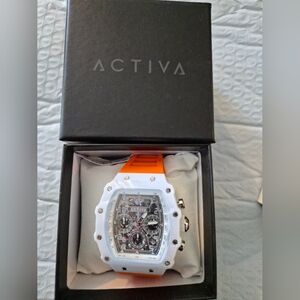 Activa Vibrant Orange Watch with Silver Buckle